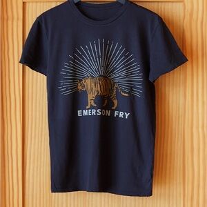 Emerson Fry Black Tee with Gold Tiger Graphic